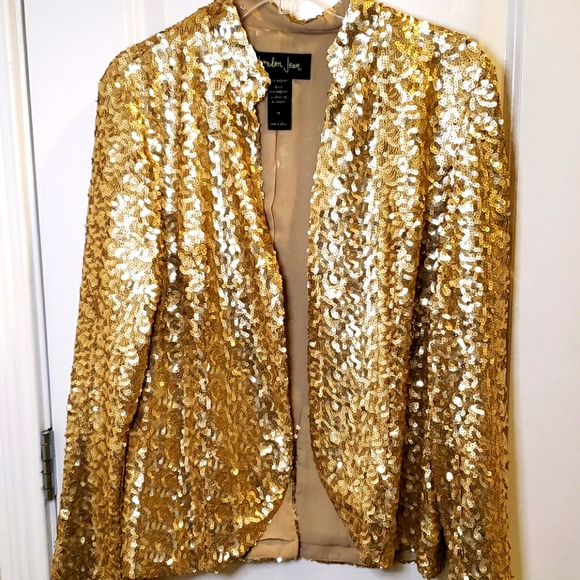 London Jean gold sequin jacket - Picture 1 of 7